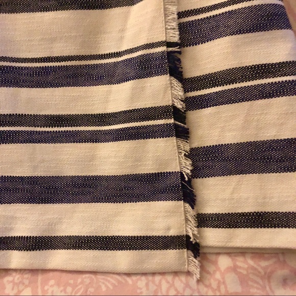 NWT Blue/White Striped Fringe Faux Wrap Skirt - Picture 2 of 4